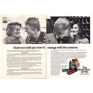 1973 Brylcreem Men's Styling Products 2 Page Vintage Print Ad Flirting Wall Art